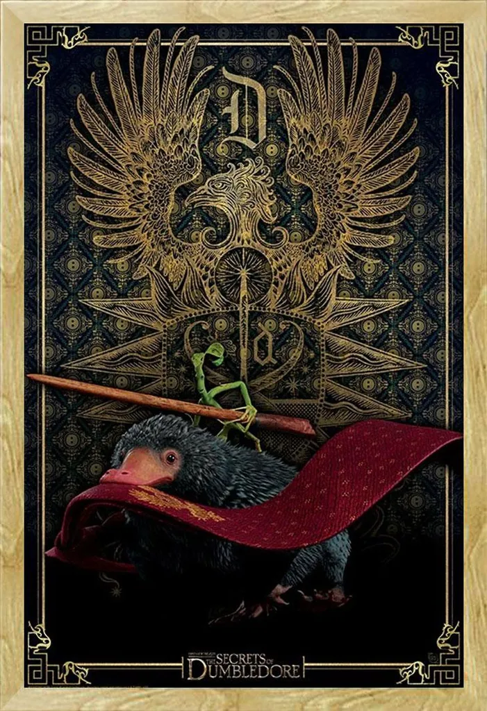 Affiche Encadrée Animaux Fantastiques Niffler avec Cadre en Bois Hêtre