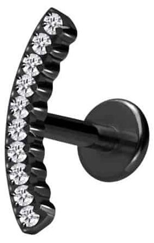 Ohrpiercing, Nasenpiercing Titan Labret mit Innengewinde KRISTALLBOGEN Schwarz Stablänge: 6mm | Stabstärke: 1,6mm