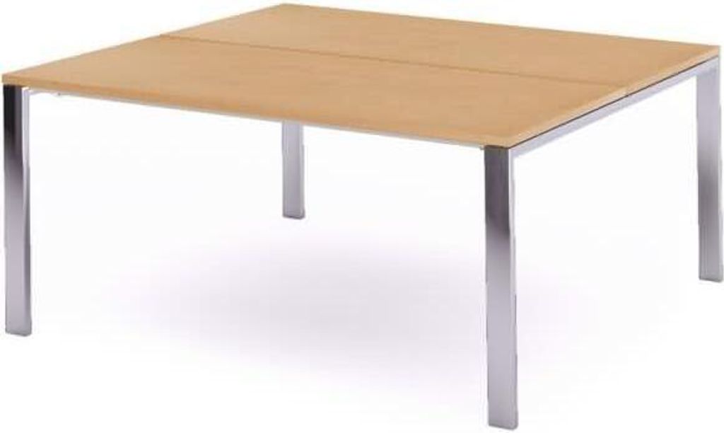 Mehrfacharbeitstisch Total BxTxH 160x163x73cm Gestell verchromt Platte Melamin buche.