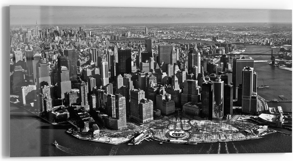 DEQORI Glasbild Echtglas 60x30 cm 'New Yorker Schatten' Wandbild Bild modern Deko