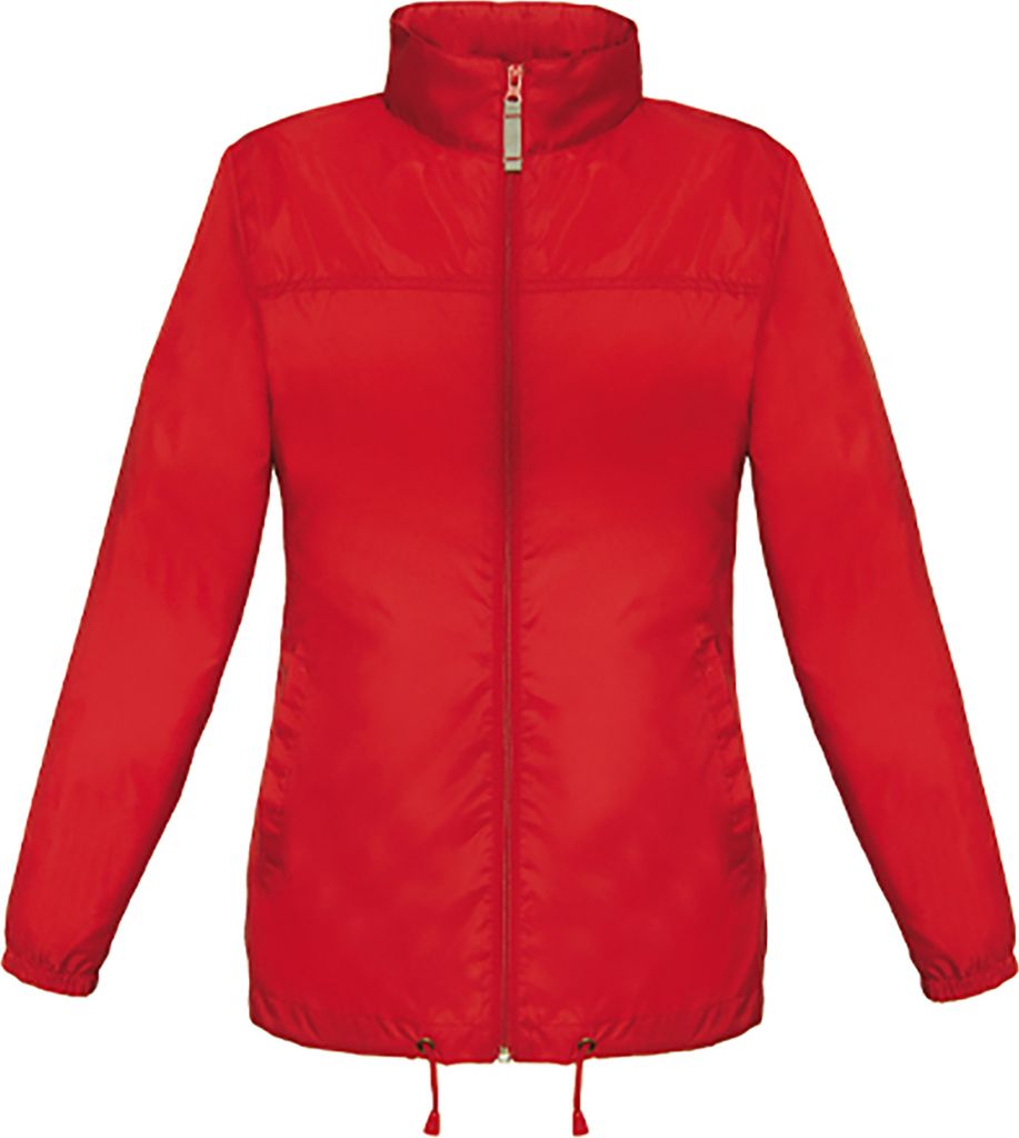 B&C Damen Windbreaker Jacke Windjacke Steppjacke Stehkragen Regenjacke, Größe:2XL, Farbe:Rot