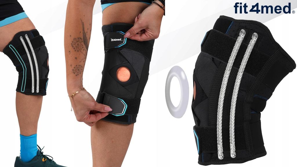 FIT4MED | Knieorthese Stabilizer - Schwarz - Größe L - Mit Kompressionsbändern - Acl-stabilisierung