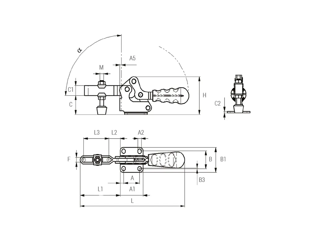 Sauterelle à serrage vertical PIHER M10 237U 56054 avec levier horizontal - 6