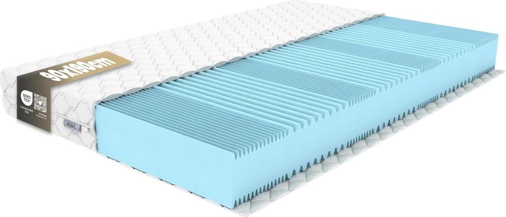 Matratze 90x190cm Höhe 15 cm Härtegrad 4 (H4) 7 Komfortzonen aus elastischem Polyurethanschaum mit Komfortschaum und Dreilagige Membranhülle, An...