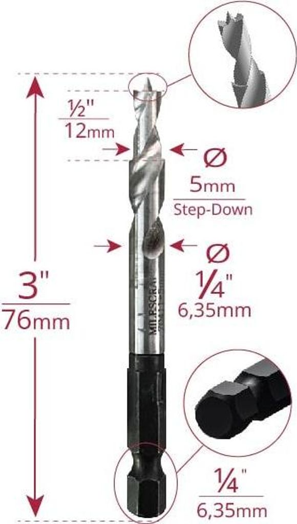 Milescraft | Bohrer 5 mm für Schablone zum Bohren von Produktbild 