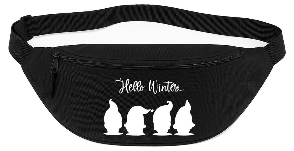 Huuraa Bauchtasche Hello Winter Wichtel Weihnachtself 2,5 Liter Black Polyester Crossbody Bag Geschenkidee