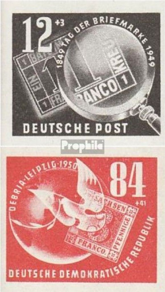 Briefmarken DDR 1950 Mi 271-272 (kompl.Ausg.) Blockeinzelmarken postfrisch DEBRIA in Leipzig