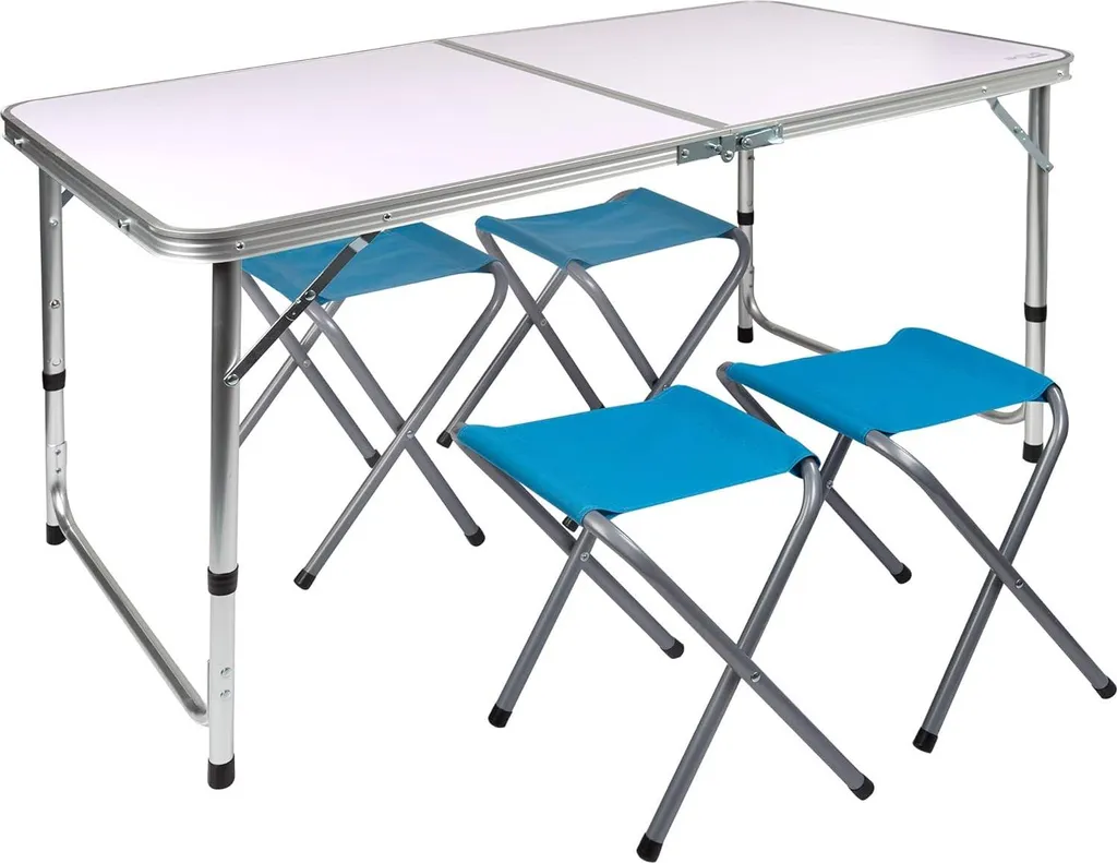 Table pliante réglable pour 4 personnes avec chaises camping - Grise