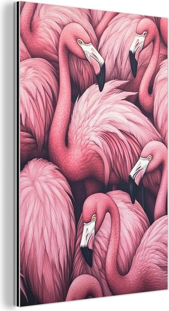 MuchoWow Wanddekoration Metall Metallbild Wandkunst 20x30 cm Flamingo - Rosa - Tiere MuchoWow Aluminium Gemälde - Alu Dibond Bild