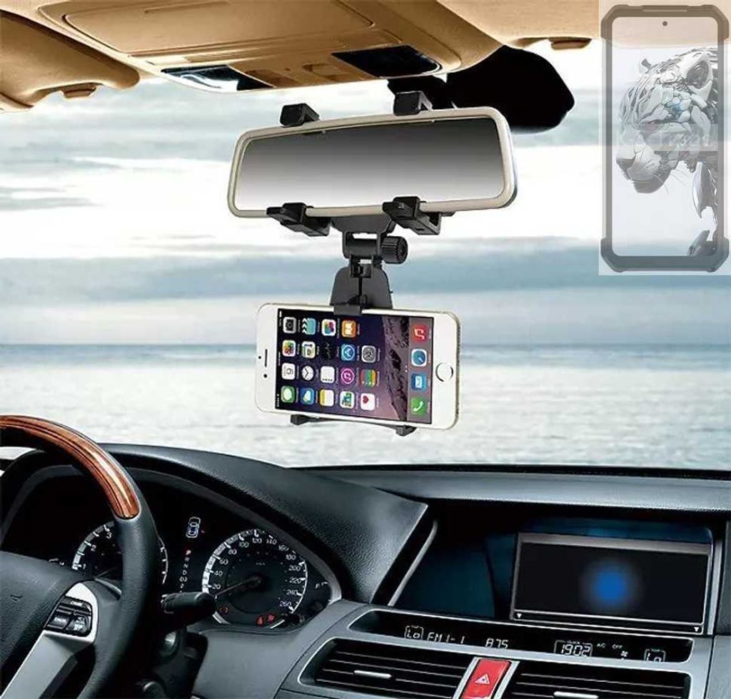 K-S-Trade Smartphone Halterung kompatibel mit Unihertz 8849 Tank 3 Rückspiegel Halterung schwarz Auto Halterung KFZ Halter