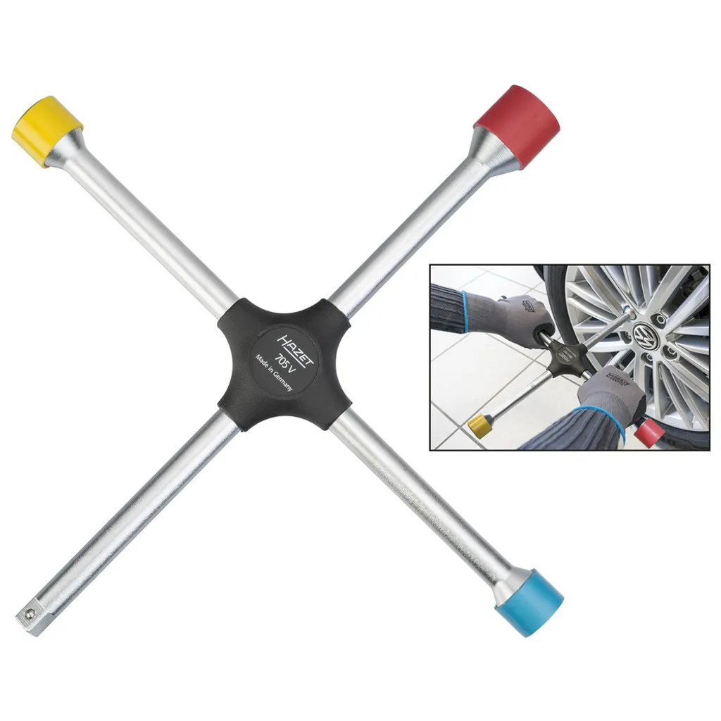 Clé en Croix Automobile HAZET 705V - Outil de Serrage Hexagonal