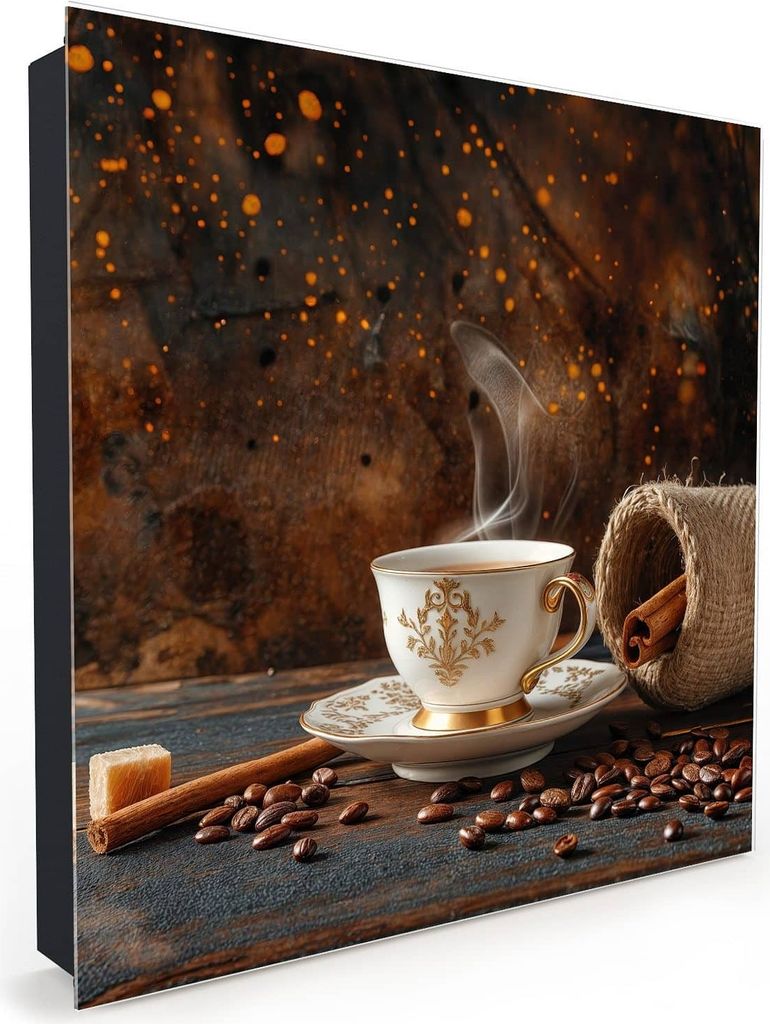Nachbildung-Schlüsselkasten, Magnetpinnwand und Memoboard mit Glasfront Motiv Kaffee Und Zimt