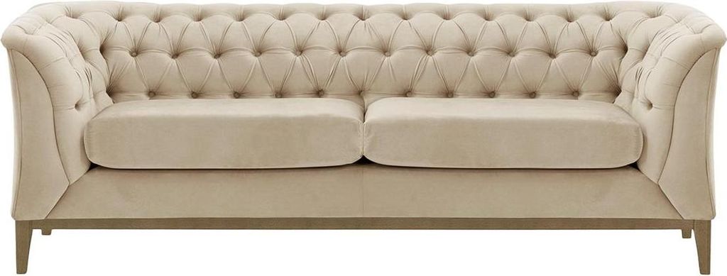 2,5-Sitzer Sofa Chesterfield Modern Wood-Velluto 2-wax black
