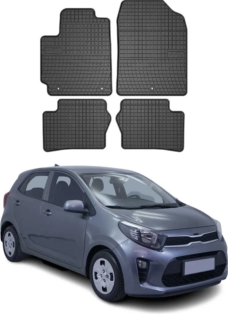 2017-2021 Kia Picanto tappetini in gomma nera 4 pz