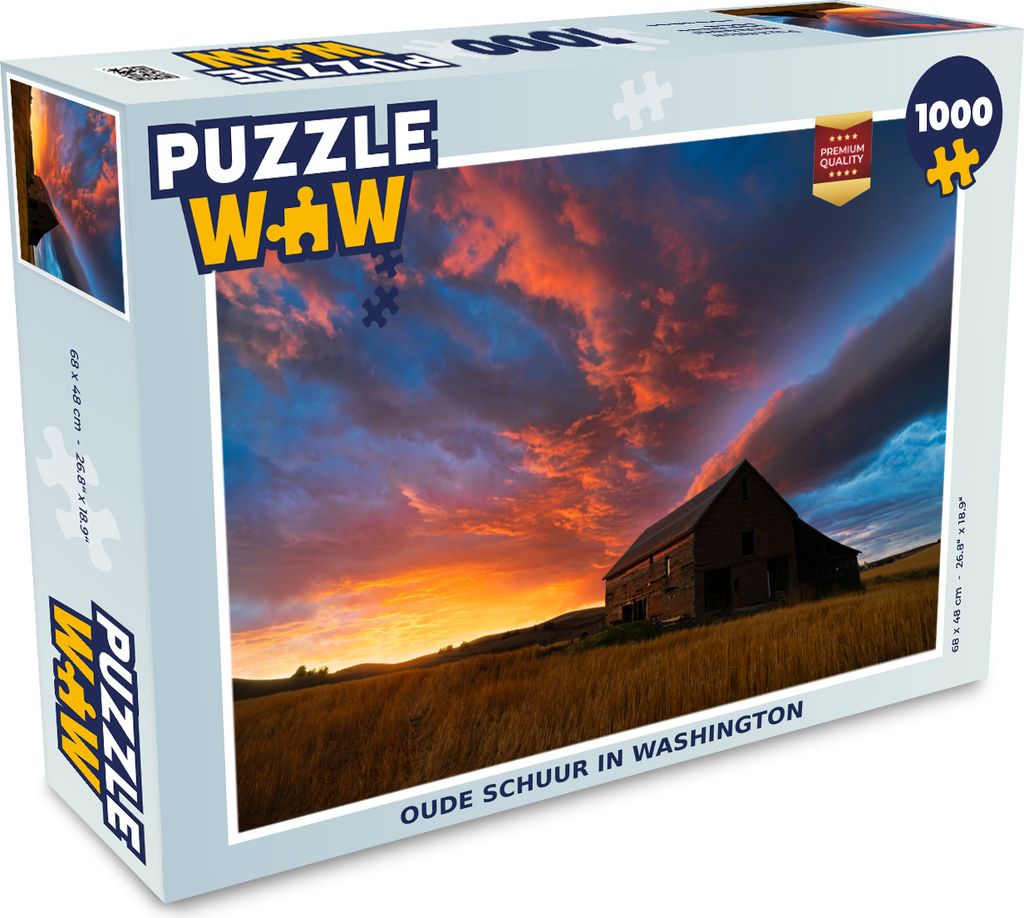 MuchoWow Puzzle 1000 Teile Alte Scheune in Washington - Erwachsene - Rätsel