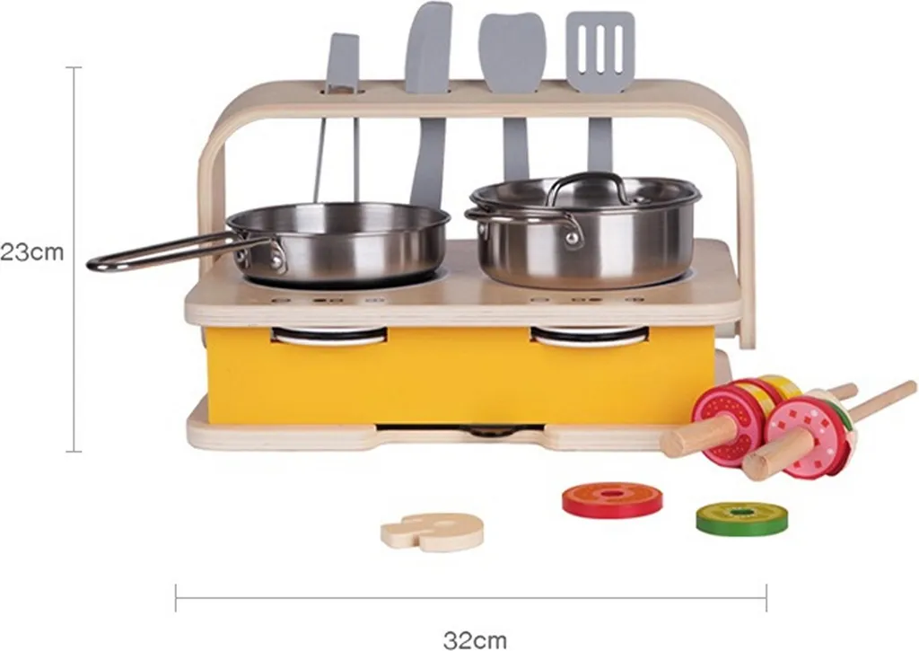 Cuisine en bois réversible 2 en 1 Classic World avec plaques de cuisson - 6