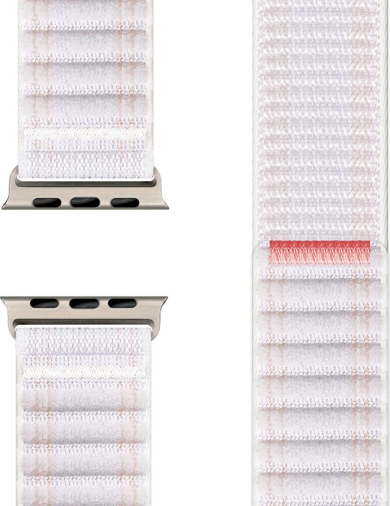 Evolv Nylon Armband für Apple Watch Ultra/SE/10/9/8/7/6/5/4/3/2/1, Gewebtes Stoffband mit Klettverschluss, 42/44/45/46/49mm - Polarweiß