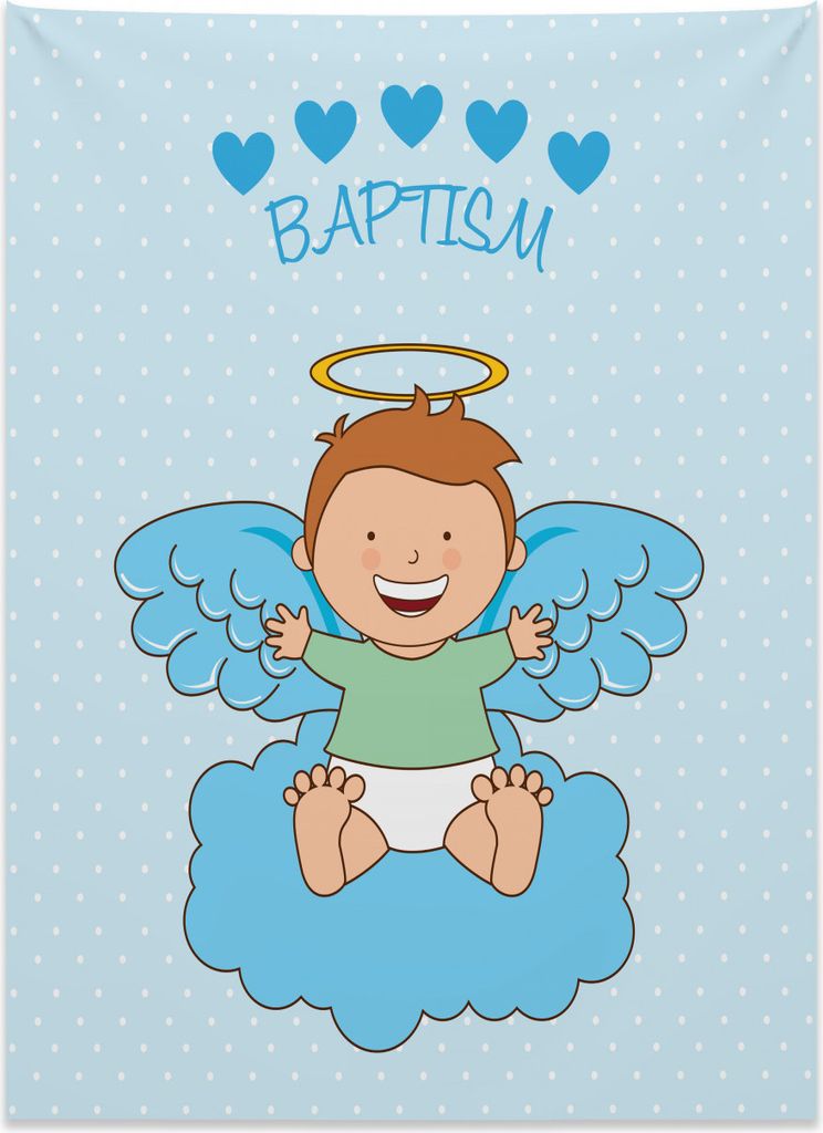 Abakuhaus Blau Wandteppich, Familien-Liebes-Leben froh aus Weiches Mikrofaser Stoff Kein Verblassen Klare Farben Waschbar, 110 x 150 cm, Babyblau S...