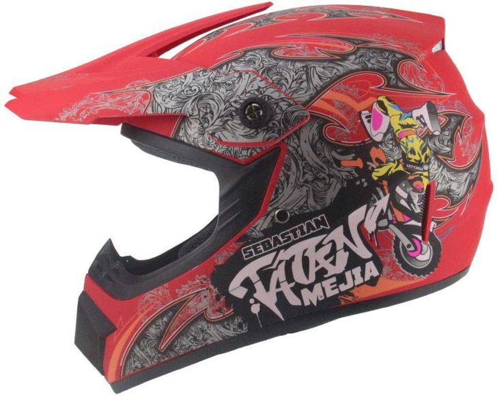 Crosshelm Helm Kinderhelm Motorradhelm Motocross Mejia mattrot Quad Größe XL