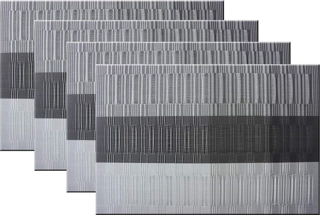 Platzsets, 4er-Set, hitzebeständig, für Esstische (4, Schwarz + Grau)