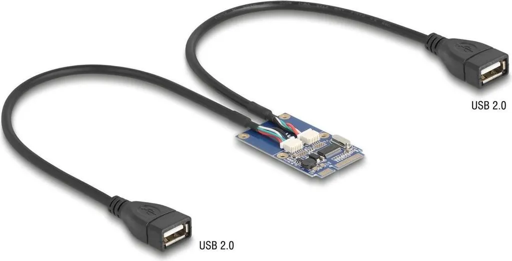 Carte d'extension Mini PCIe vers double USB 2.0 interne Delock