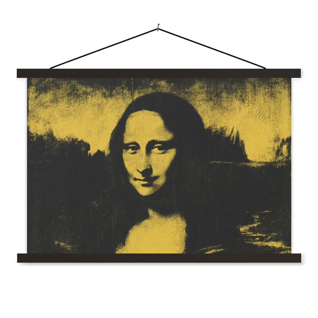 MuchoWow Textilposter Mona Lisa - Leonardo da Vinci - Alte Meister 120x80 cm mit schwarzem Rahmen - Wanddeko