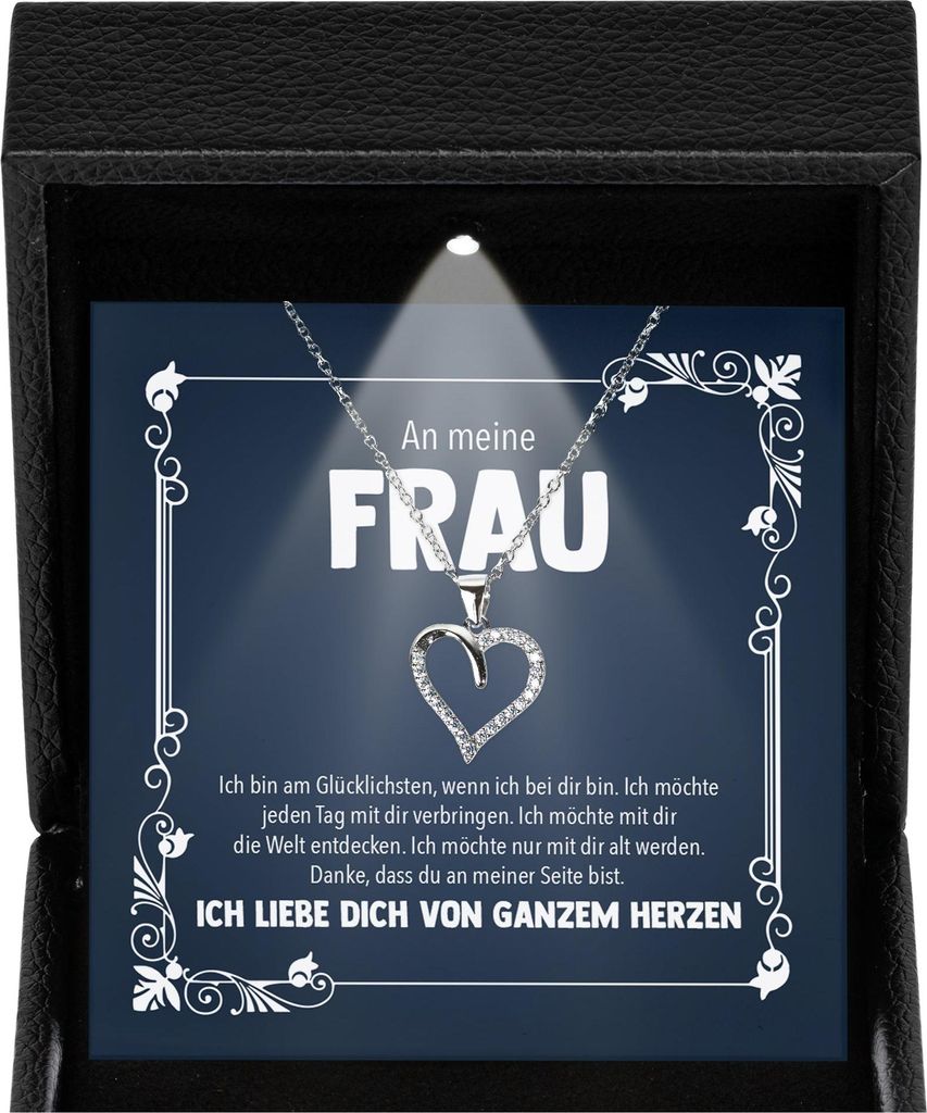 22Feels Frauen Hochzeitstag Geschenk Damen Schmuck - Silber 925/000 Herz Halskette - Ehefrau Schatz Valentinstag Geburtstag Weihnachten - Romantisc...