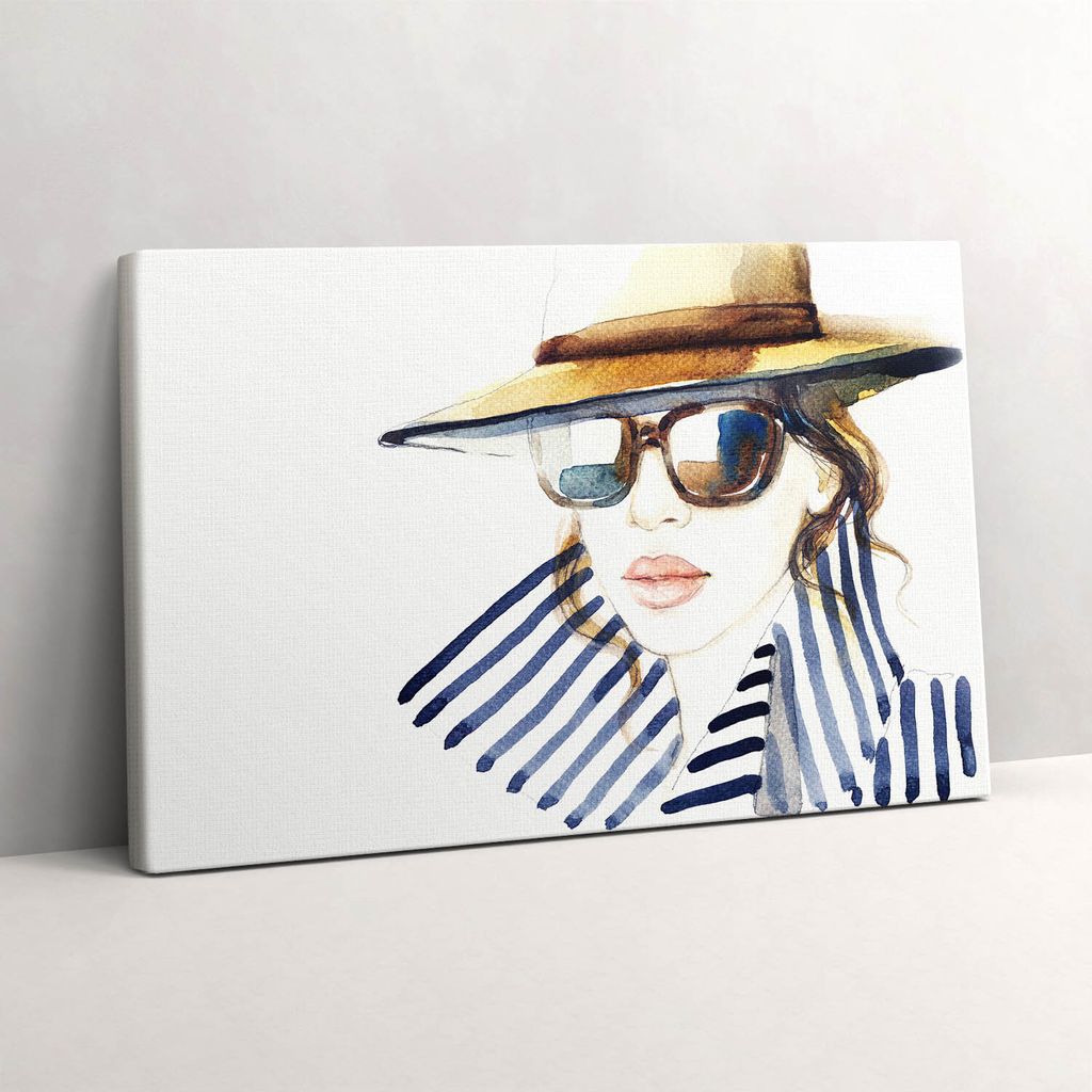 Aquarell - Frau mit Brille – Leinwandbild Wandbild – 30x20 cm – Leinwandbilder – Wandbilder – Schlafzimmer – Flur