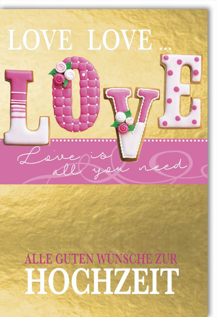 Hochzeit - Glückwunschkarte im Format 11,5 x 17 cm mit Umschlag - Lov