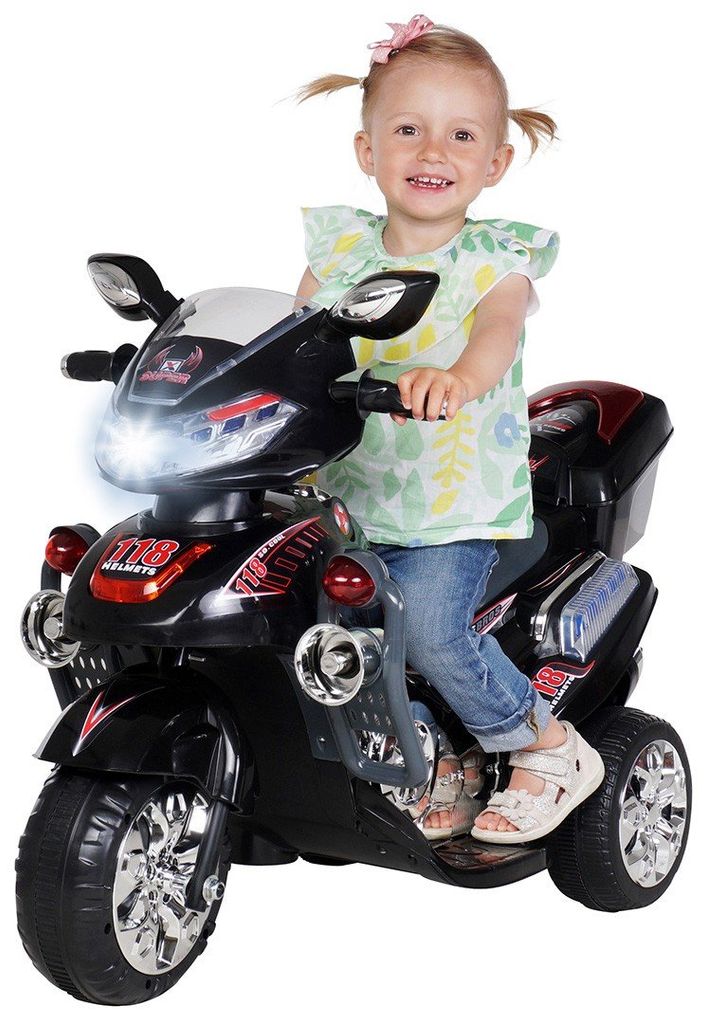 Elektro Kinder Motorrad Kinderfahrzeug Polizei Elektromotorrad LQ998 Schwarz 