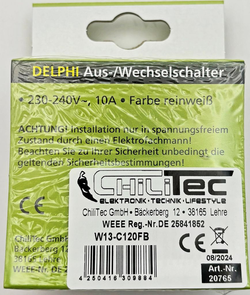 DELPHI Wechsel-Schalter, UP, weiß Produktbild 4