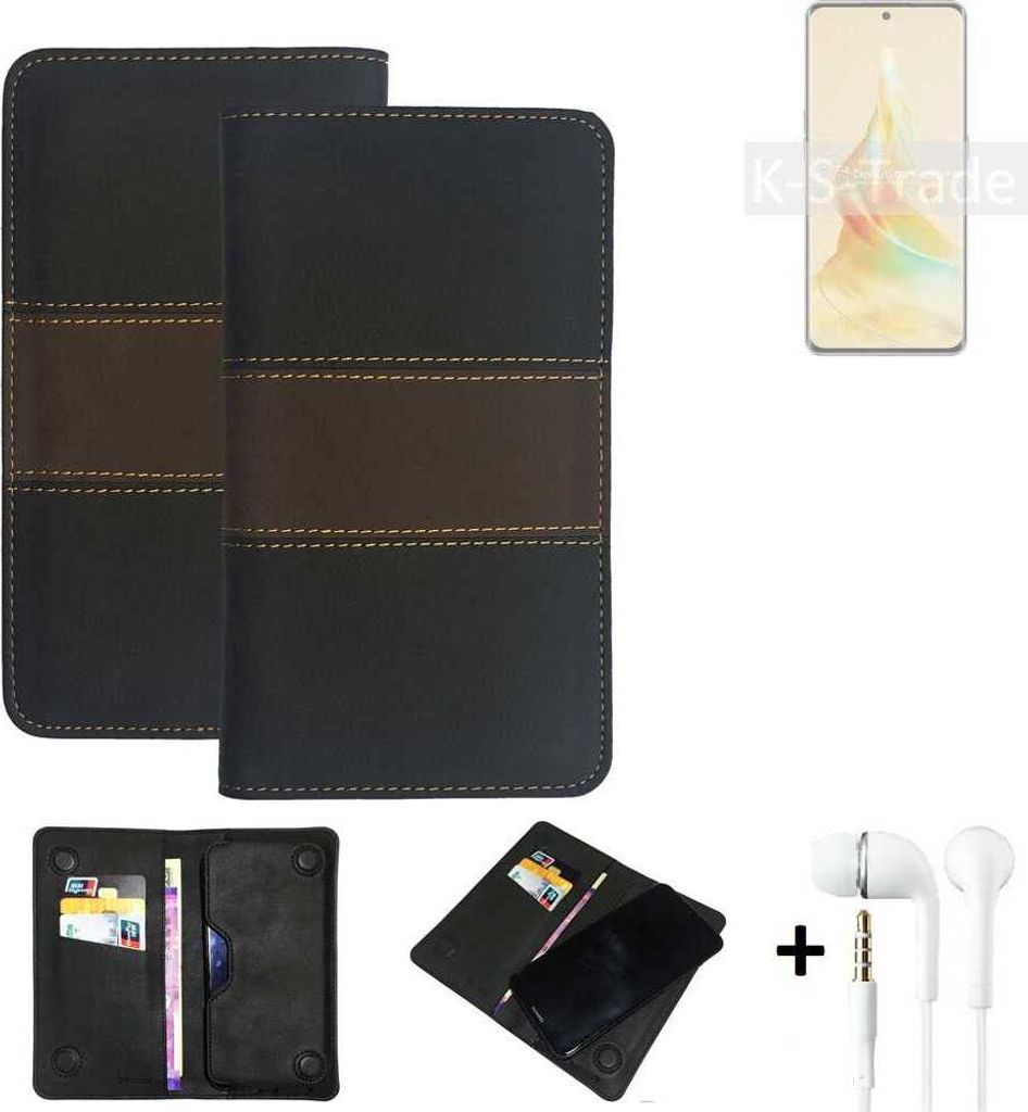 K-S-Trade Handyhülle + Kopfhörer kompatibel mit Oppo Reno8 T 5G Schutzhülle Walletcase Bookstyle Tasche Schutz Case Hülle Wallet Cover Kunstleder