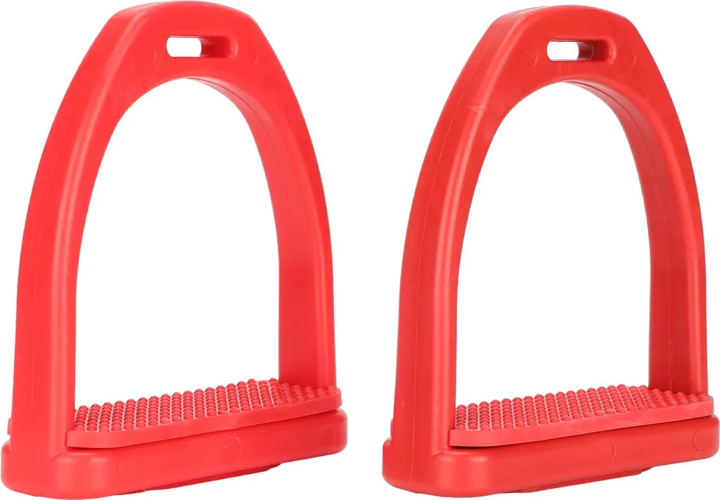 1 Paio Staffe Equitazione Rosse in Plastica con Pedane Gomma Antiscivolo