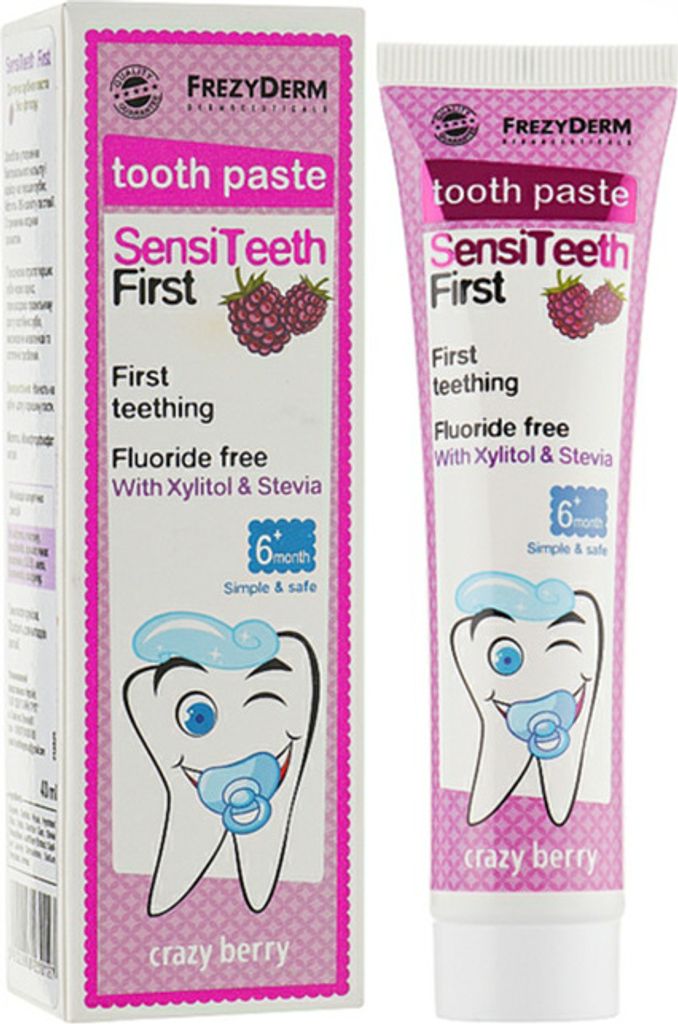 FREZYDERM SensiTeeth Erste Zahnpasta mit verrücktem Beerengeschmack für Kinder ab 6 Monaten, 40 ml