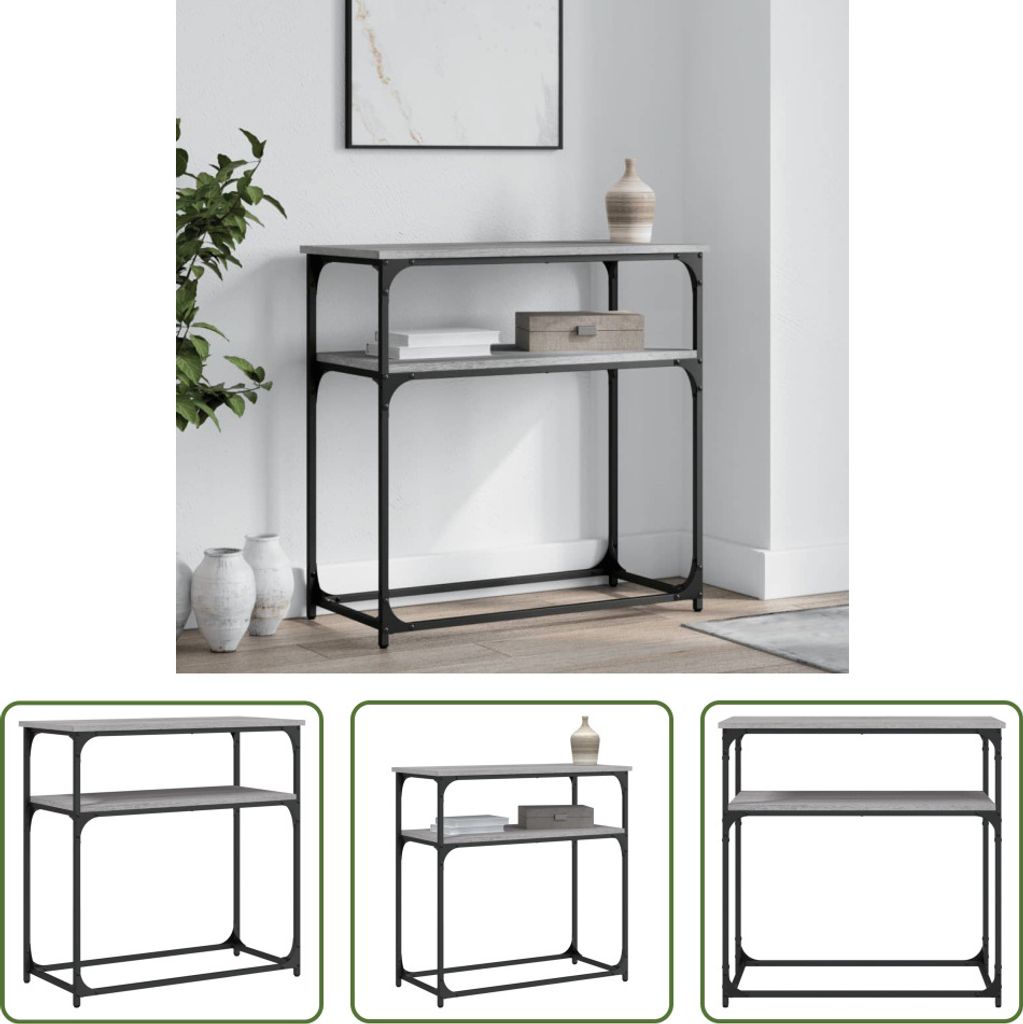 The Living Store Konsolentisch Grau Sonoma 75x35,5x75 cm Holzwerkstoff