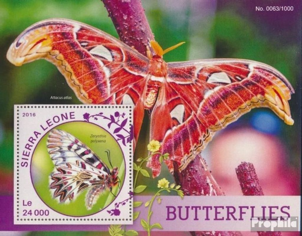 Briefmarken Sierra Leone 2016 Mi Block 895 (kompl. Ausg.) postfrisch Schmetterlinge