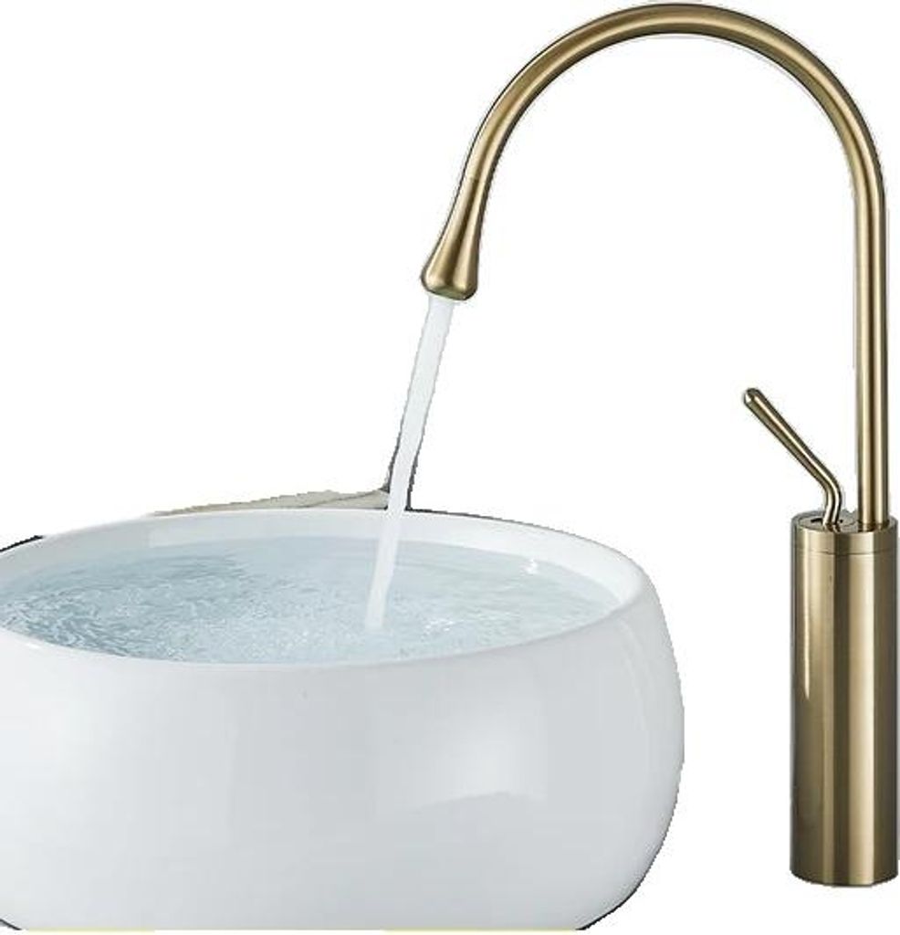 Waschtischmischer, auf dem Deck montiert, heiß & kalt, goldenes Gold groß