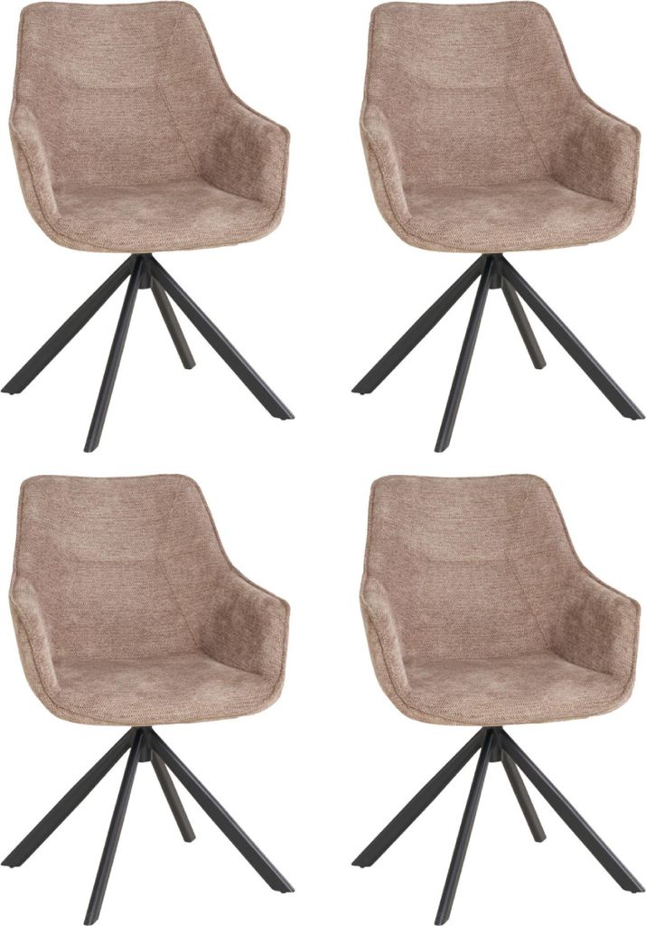 Esszimmerstühle 4er Set San Carlo hellbraun beige mit Armlehnen & drehbarem Sitz