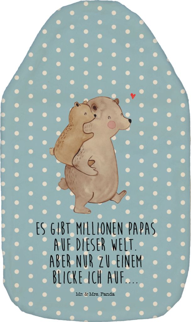 Mr. & Mrs. Panda Wärmekissen Papa Bär - Blau Pastell - Geschenk, Wärmflaschen, Wärmflasche, Vatertag, wärmebeutel, mit Bezug, Muttertag, Wärm...