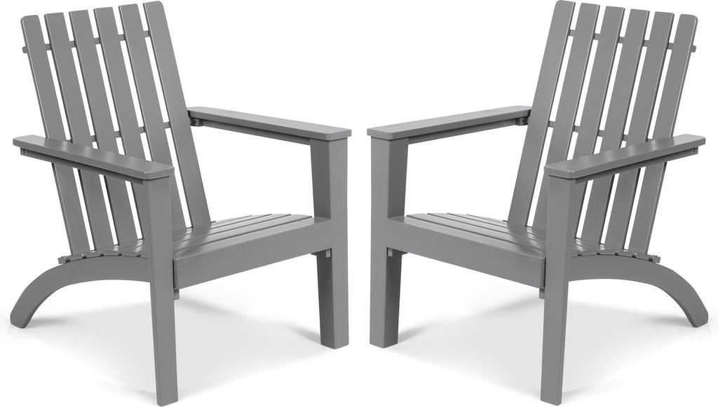 COSTWAY Adirondack Stuhl, Adirondack Chair aus Akazienholz, Gartensessel bis 160 kg belastbar Grau