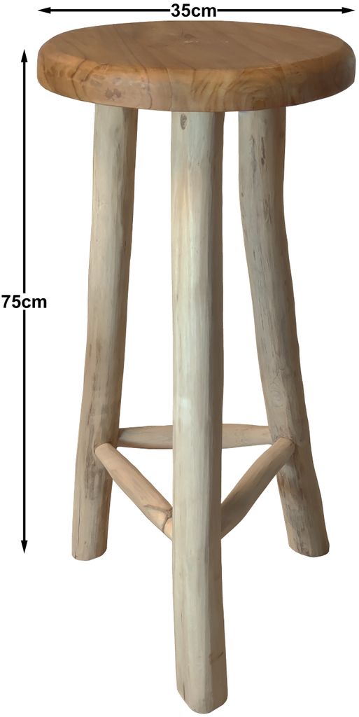 2x Barhocker Teak Stuhl Bistrohocker Hocker Rustikal Produktbild 
