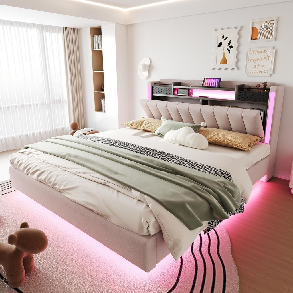 Čalouněná postel Flieks 160x200cm s USB, manželská postel Obrázek produktu 