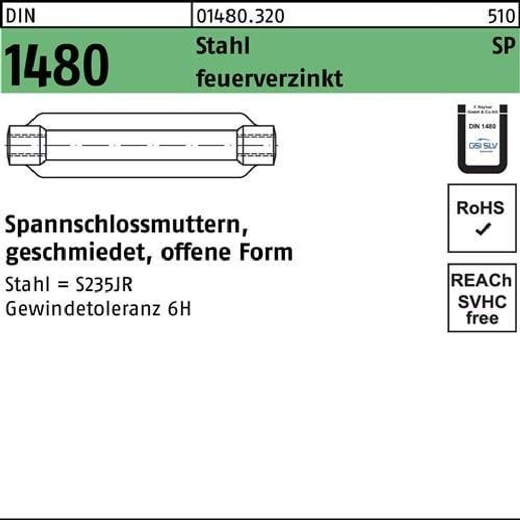 Reyher  Spannschlossmuttern DIN1480 St.ÜZ SP M 24/255, tzn Produktbild 