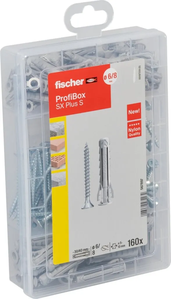 fischer Profi-Box SX Plus S 567897 Assortiment de 160 Chevilles et Vis