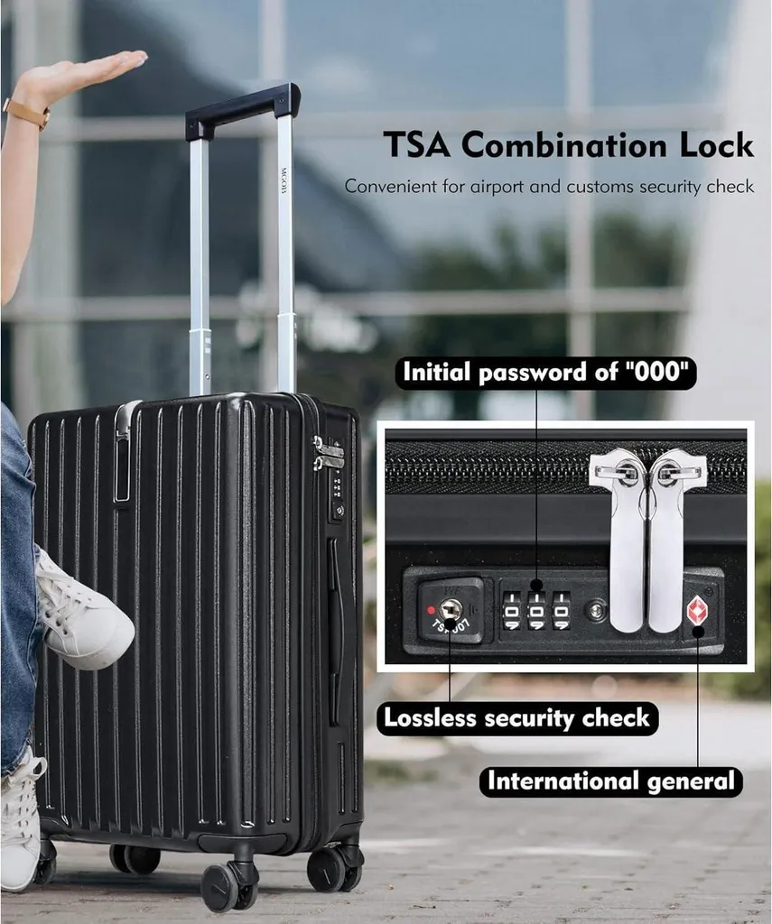 Valise rigide 55cm polycarbonate 41L noir : Ultra-légère et maniable