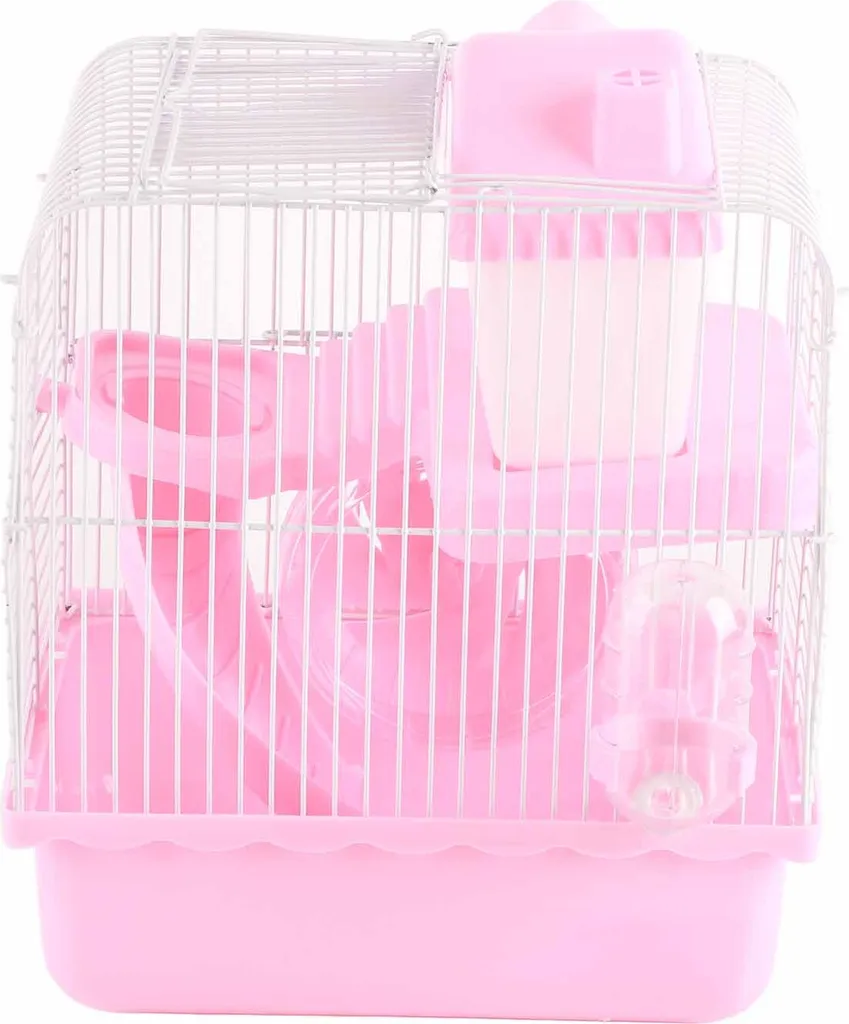 Cage hamster 2 étages rose grand espace avec bac haut modèle H2-P