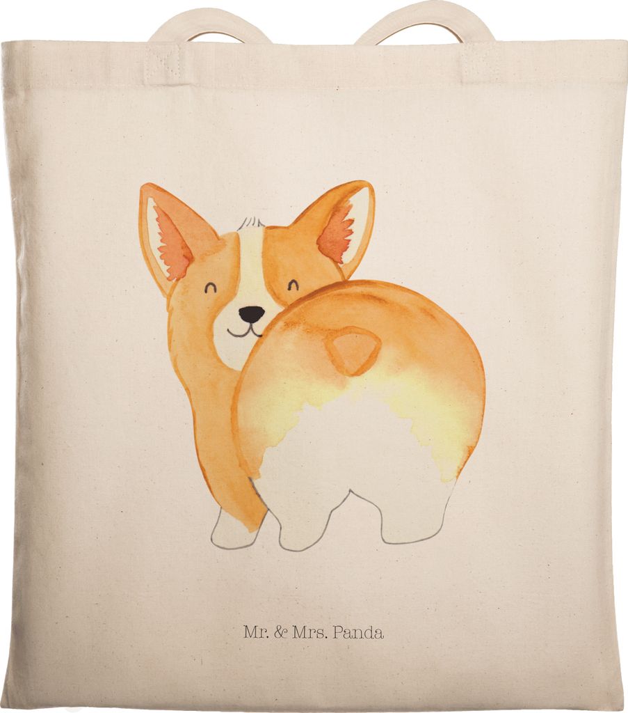 Mr. & Mrs. Panda canvas tasche Corgi Po - Transparent - Geschenk, Hund, Jutebeutel, Stoffbeutel, Corgie, Schultasche, Spruch, Sprüche, Tote Bag, S...