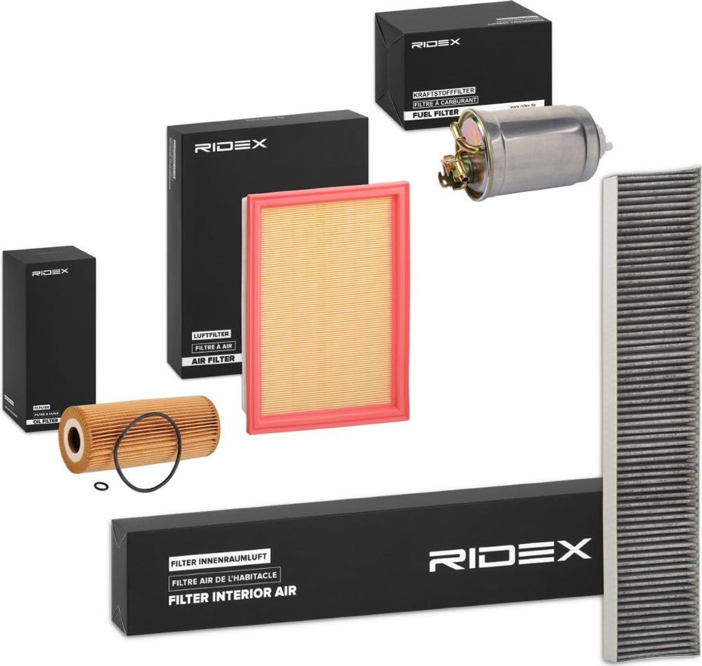 RIDEX Filterset Inspektionspaket Filtersatz für VW SHARAN (7M8, 7M9, 7M6) Sharan Kastenwagen (7M) für FORD GALAXY (WGR) für SEAT Leon Schräghec...