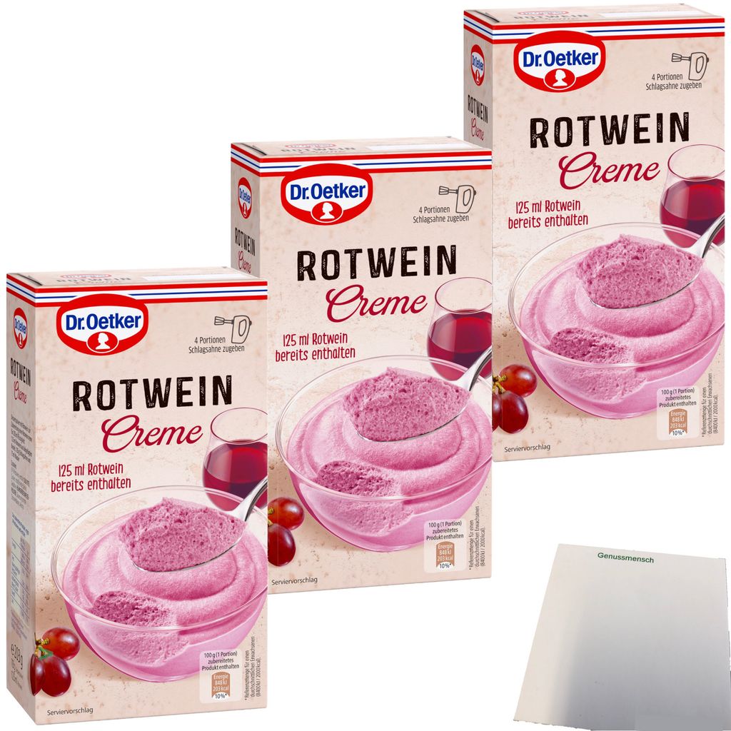Dr. Oetker Rotwein Creme 3er Pack (3x203g Packung) + usy Block