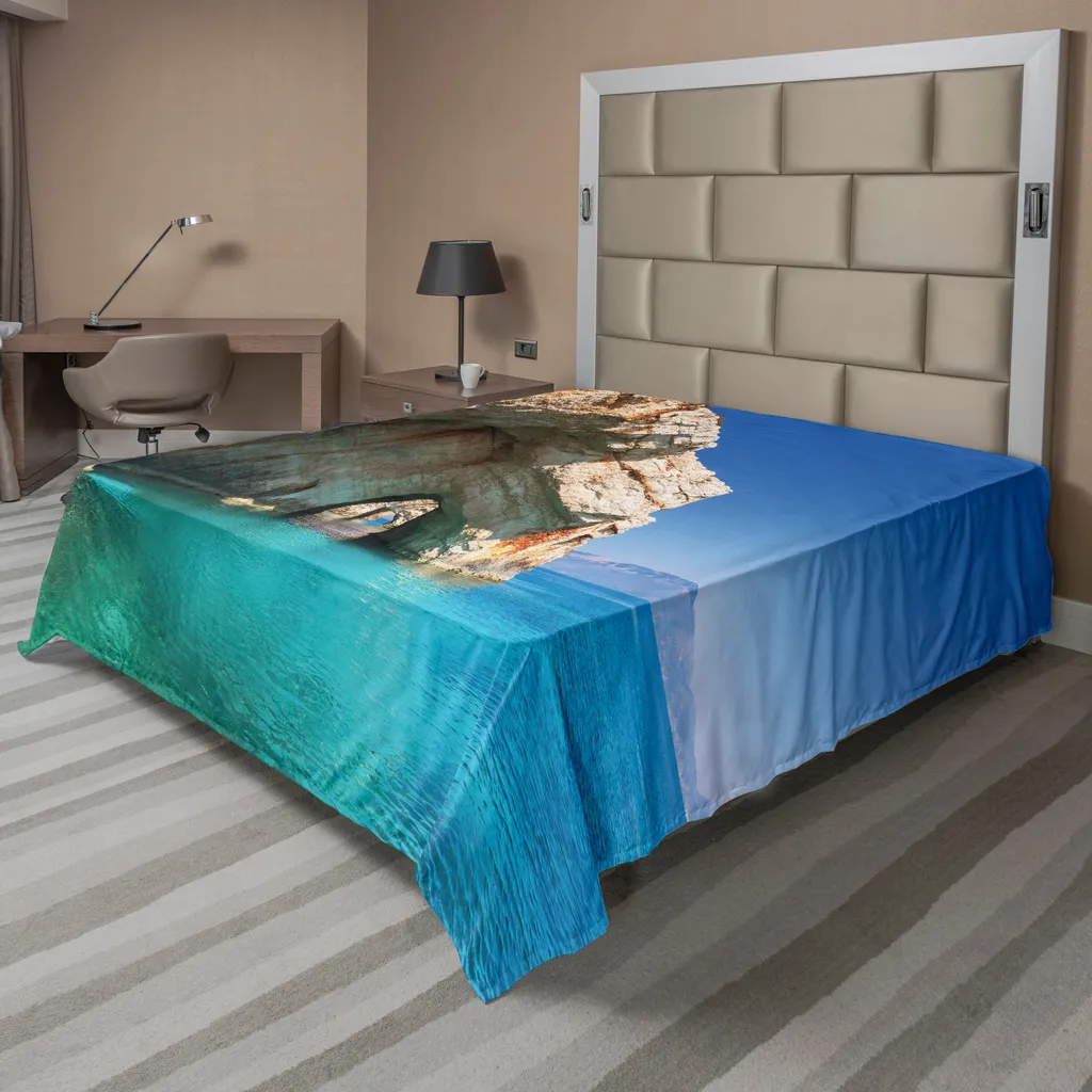Lenzuolo Decorativo Grecia Sea Cave 266x260 cm Microfibra Morbida